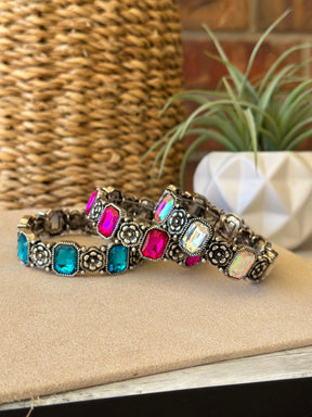 Floral Jeweled Bracelet (3 Colors) - B037
