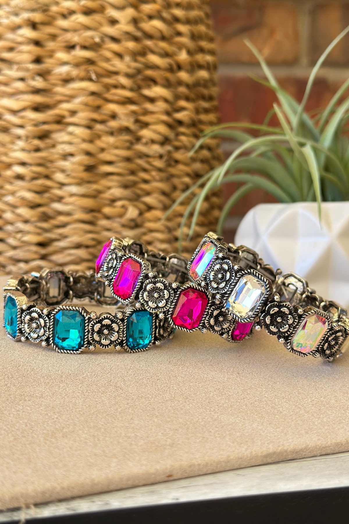Floral Jeweled Bracelet (3 Colors) - B037
