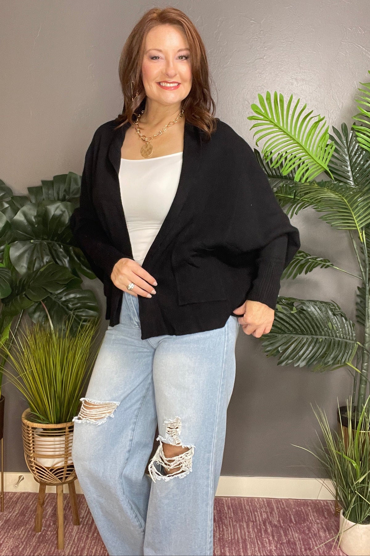 Softly Spoken Black Cardigan - OT075BK