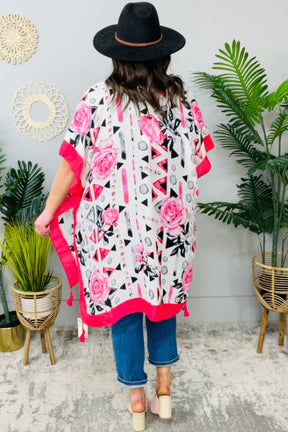 A Delicate Touch Red/Multi Floral Kimono (One Size 4-18) - O5813RD