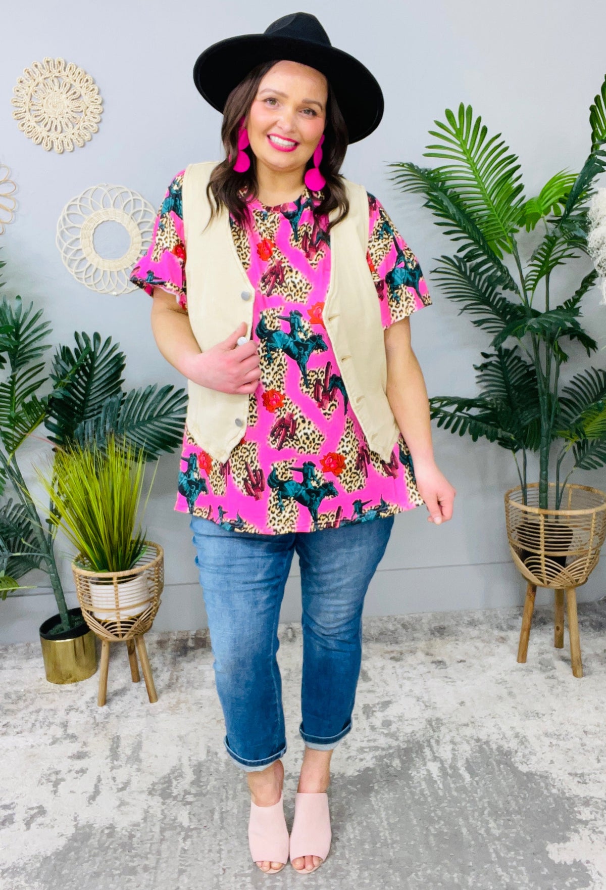 Having A Pink Moment Printed Top T11274MU