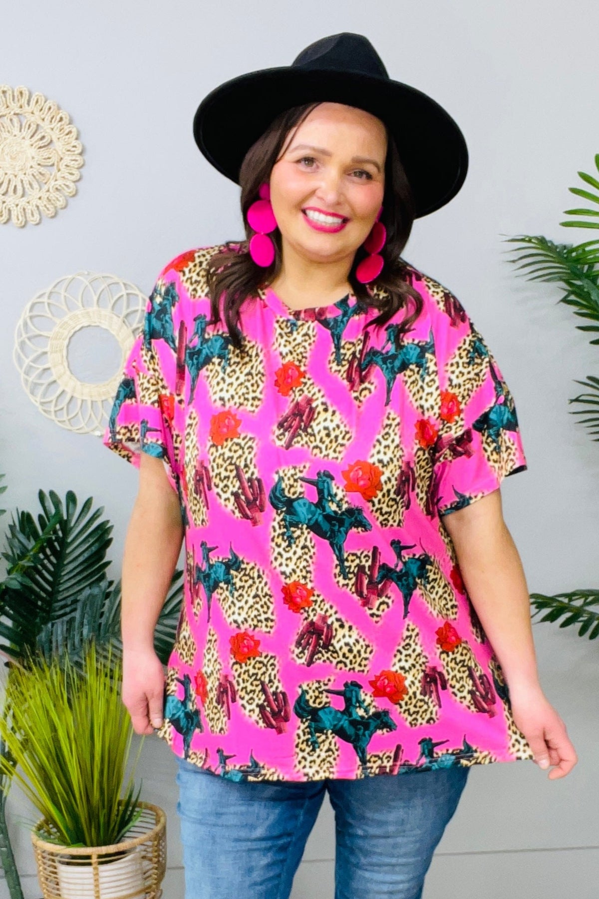 Having A Pink Moment Printed Top T11274MU