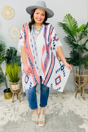Whispers In The Wind Ivory/Multi Aztec Kimono (One Size 4-18) O5814IV