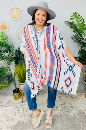 Whispers In The Wind Ivory/Multi Aztec Kimono (One Size 4-18) O5814IV