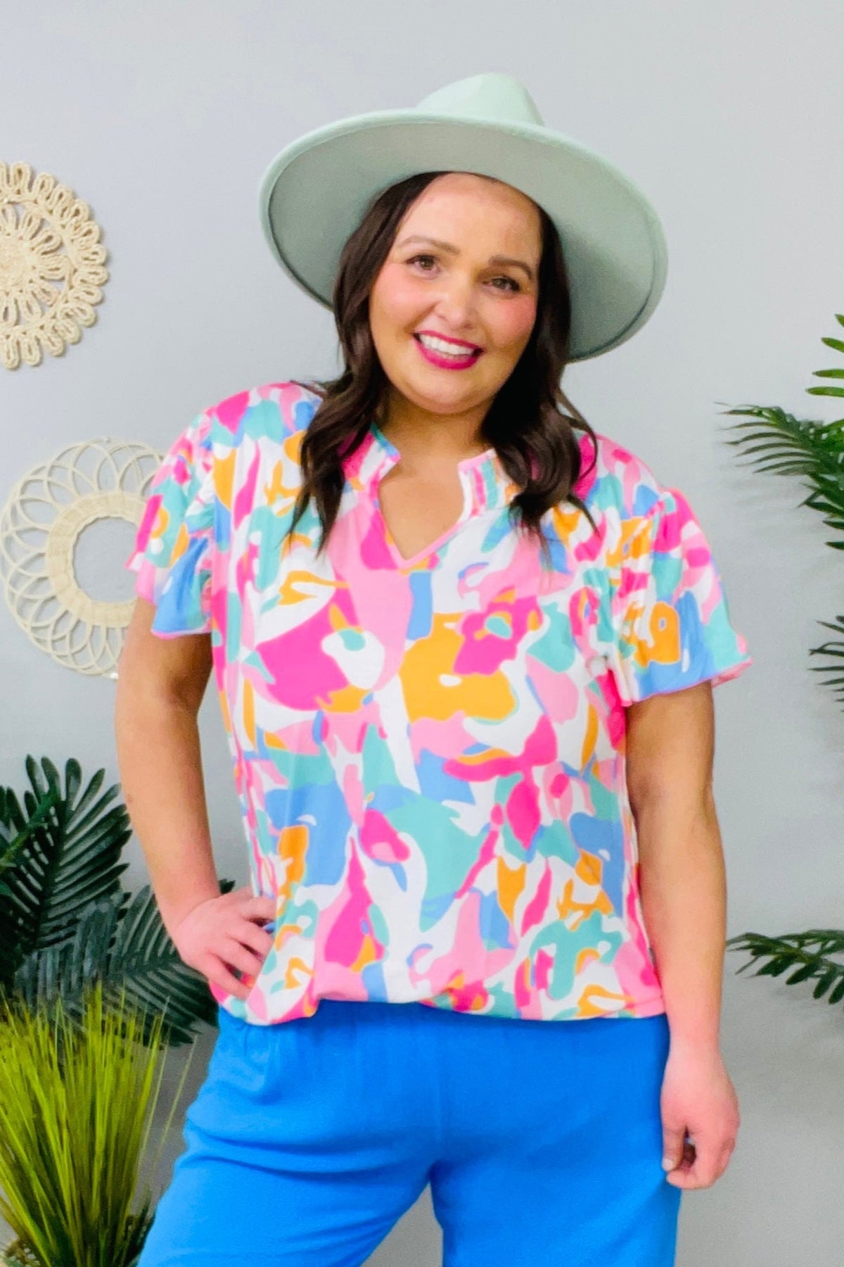 Colorful Soul Multi Color V Neck Top - T11296MU
