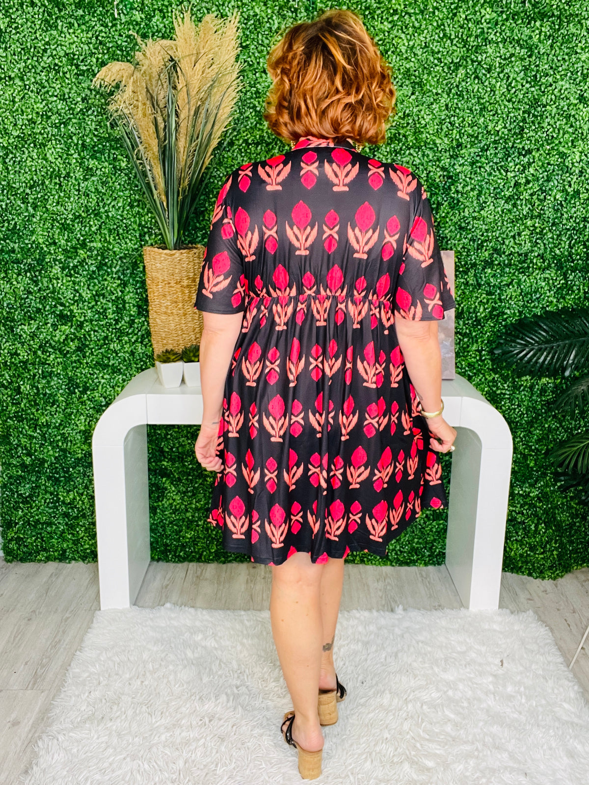 New Adventures Black/Red V Neck Dress - D5738BK