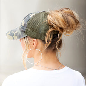 Distressed Messy Bun Caps | Adjustable (3 Colors)