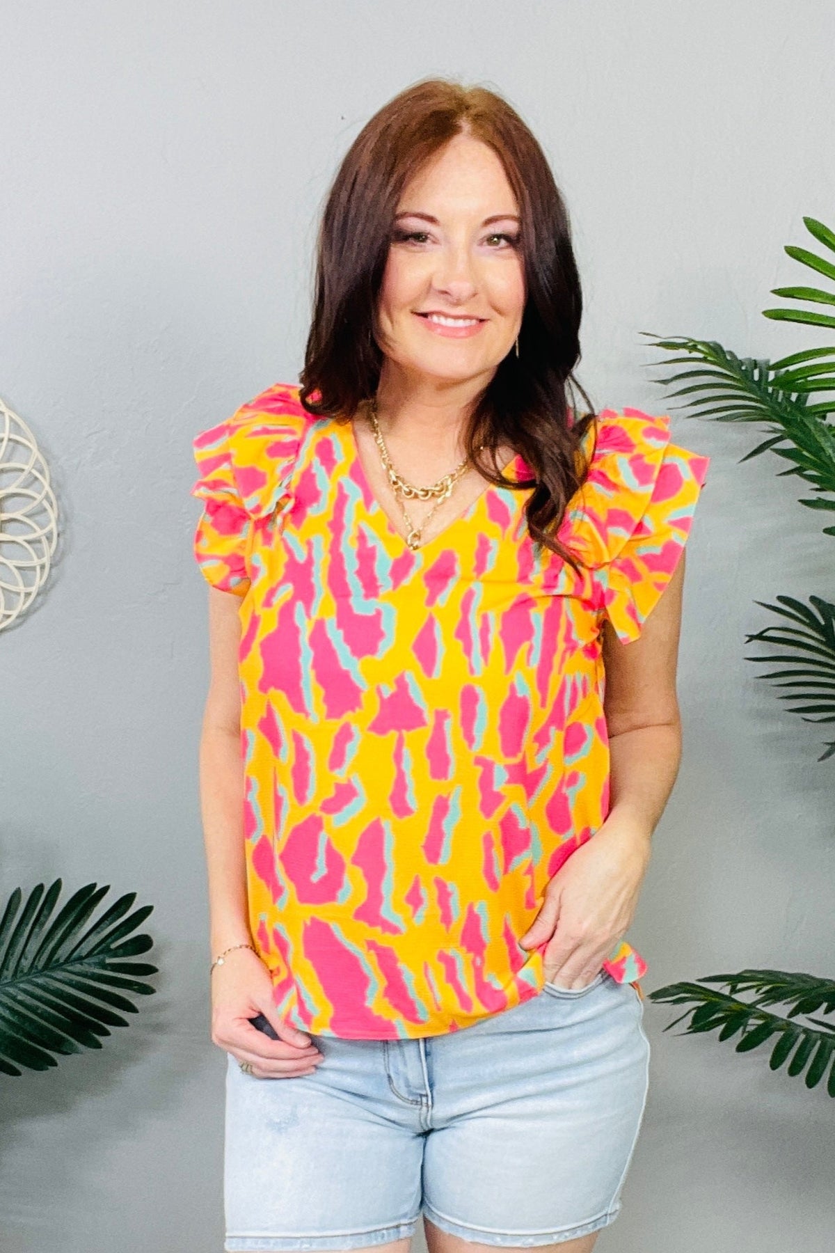 Unleash Your Wild Side Abstract Print Top