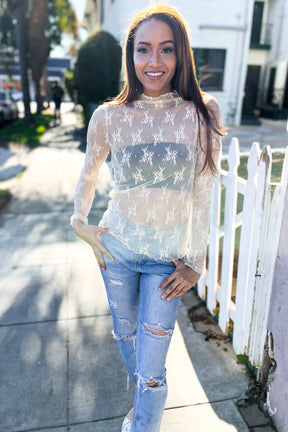 Feeling Femme Nude Lace Floral See-Through Layering Top - T11287NU