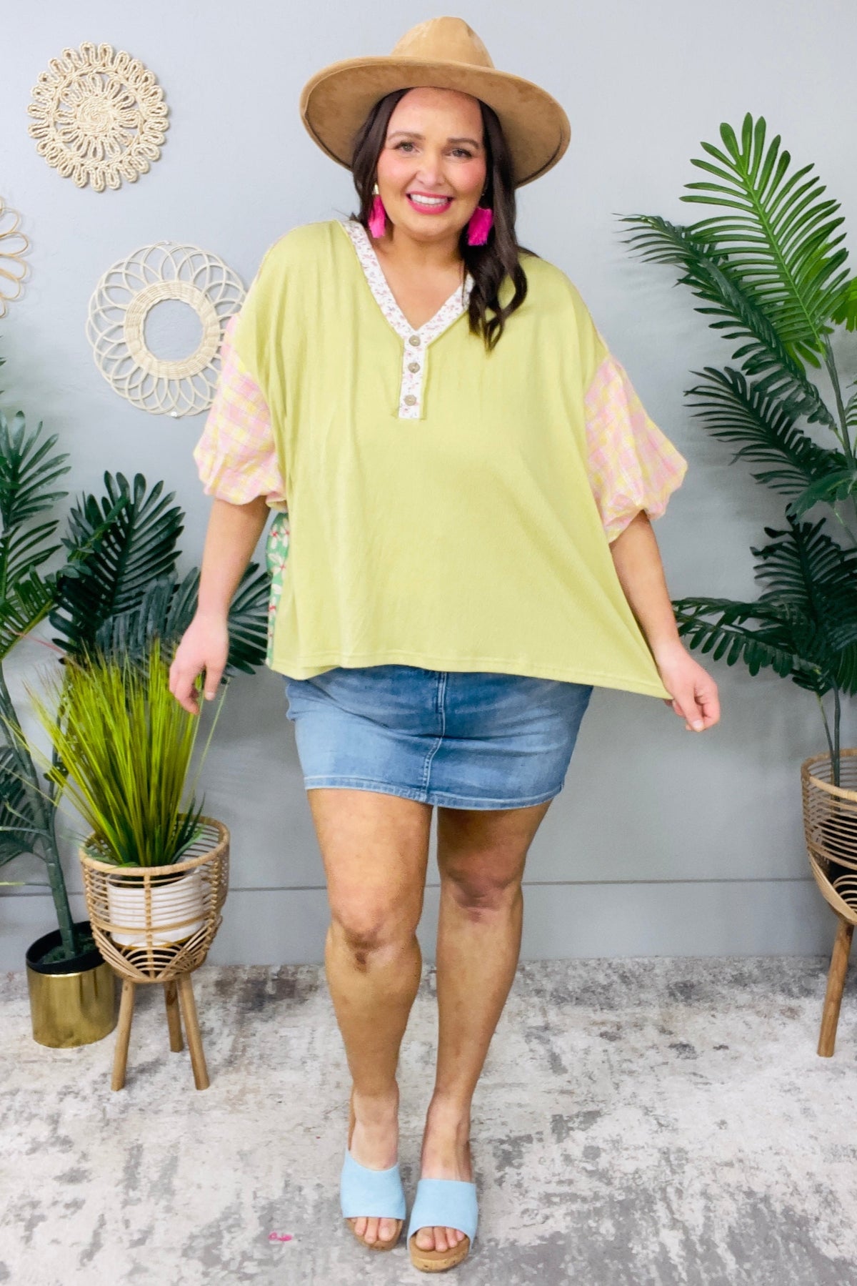 Block Party Color Block Bubble Sleeve Top