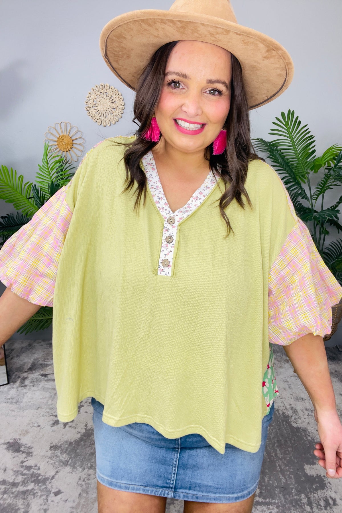 Block Party Color Block Bubble Sleeve Top