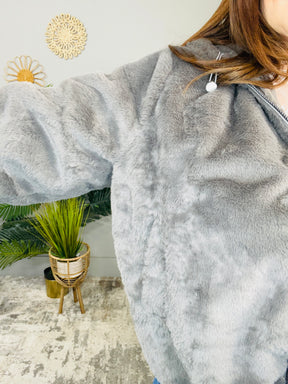 Ready For The Paparazzi Dark Gray Faux Fur Hooded Jacket - O5702DGR