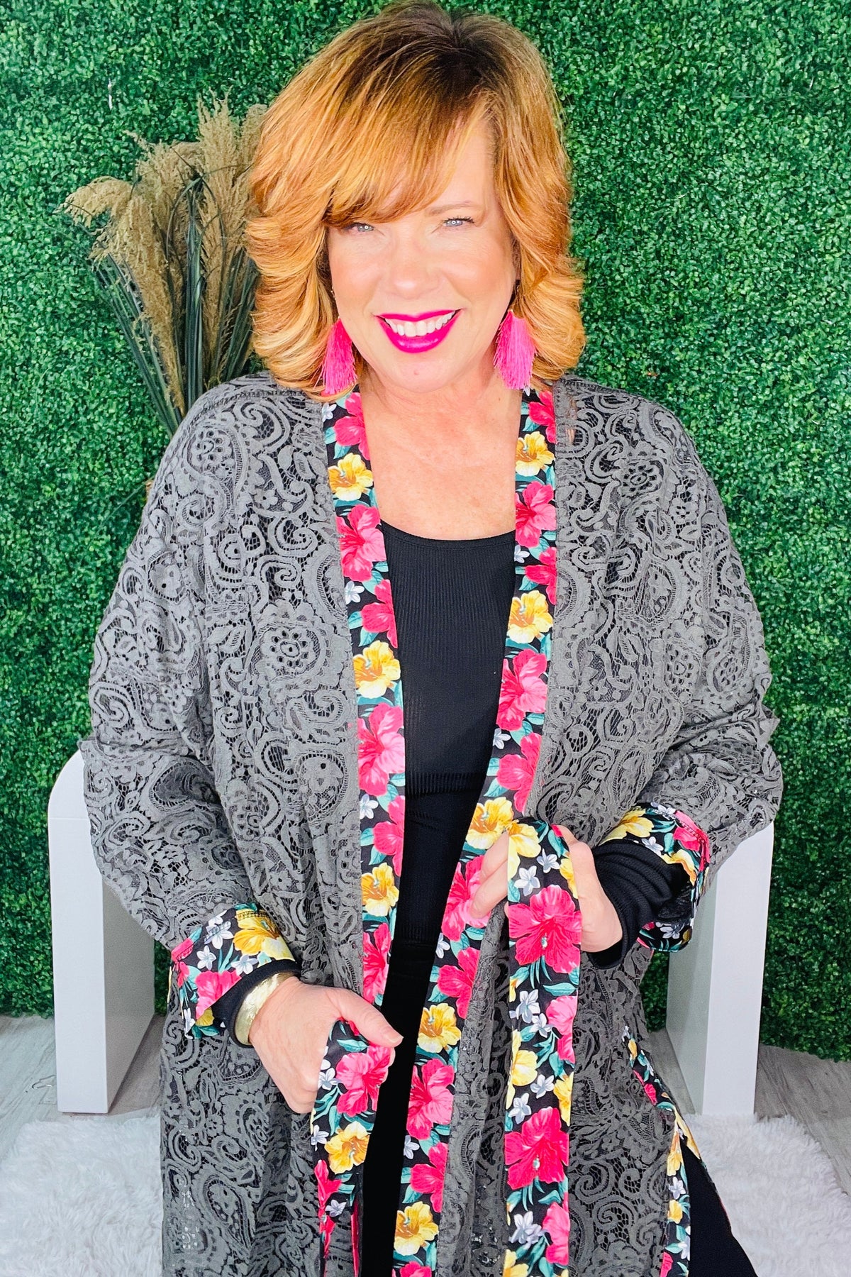 Wrapped In Lace Black Floral Cardigan