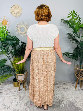 Wild And Free Tan Printed Ruffle Hem Skirt - E1091TN