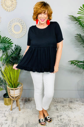 A Shot In The Dark Black Ruffle Hem Top - T11040BK