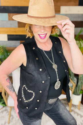 Suede this Way Black Rivet Detail Vest