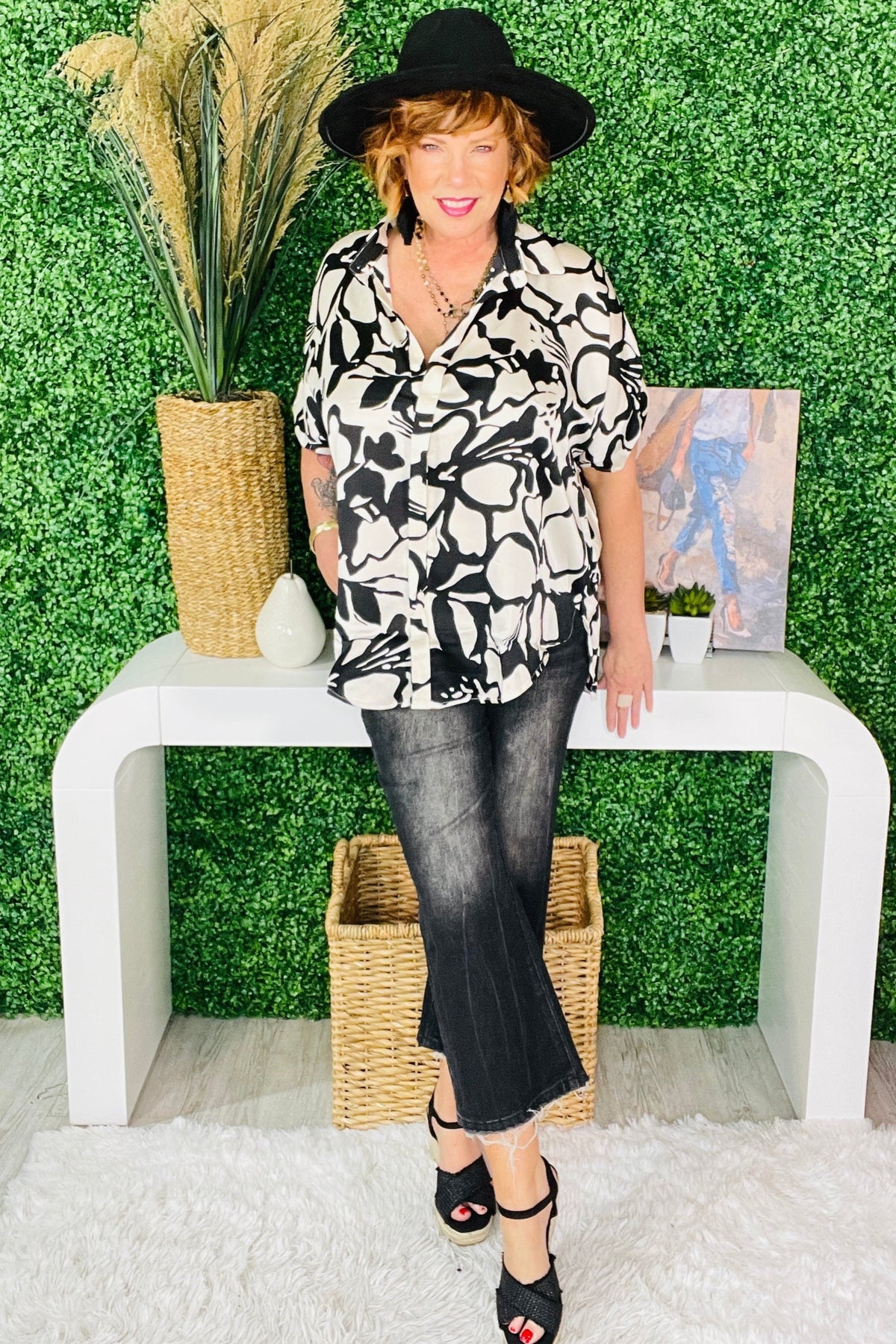 Say The Word Two Tone Print Top
