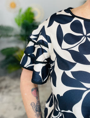 Leading The Way Taupe/Black Floral Top - T10993TA