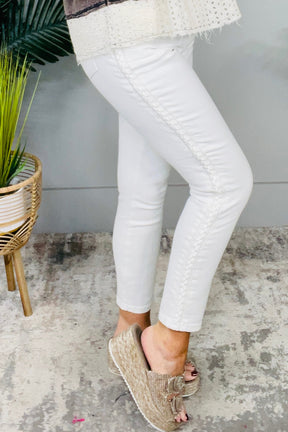 Maddie Mid Rise Braided Side Seam Relaxed Jeans
