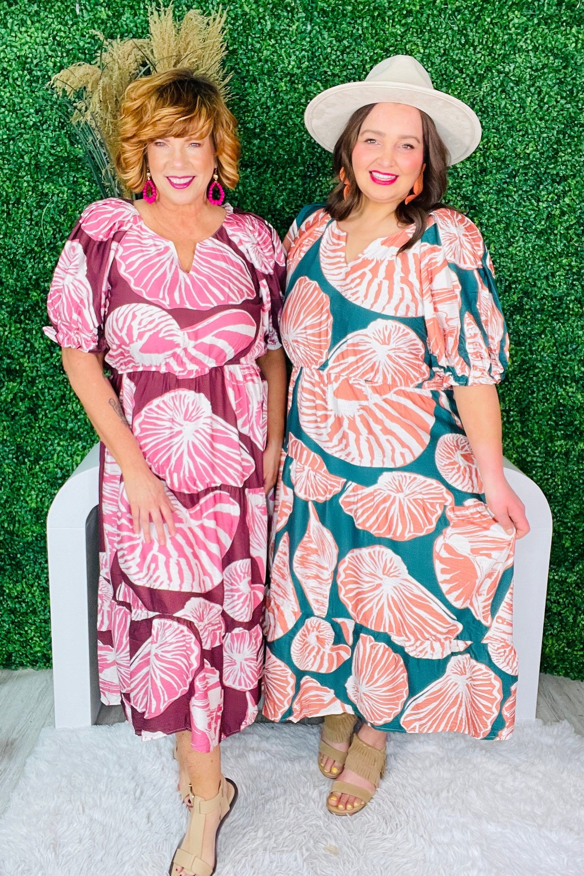 All Things Chic Plum/Mauve Printed Midi Dress