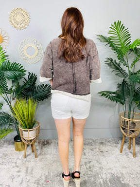 Ainsley High Rise Double Roll Cuffed Shorts in White
