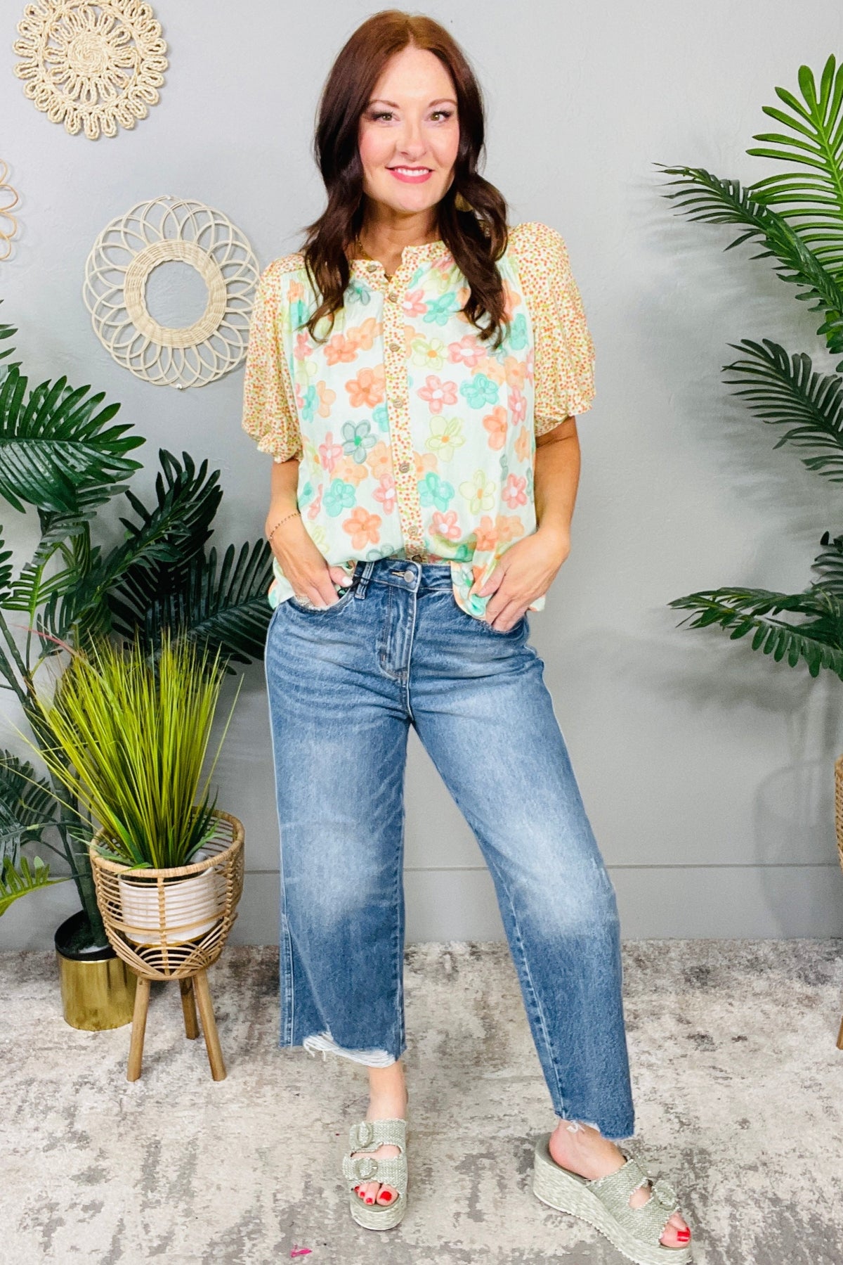 Megan High Rise Rigid Magic Wide Leg Crop Jeans