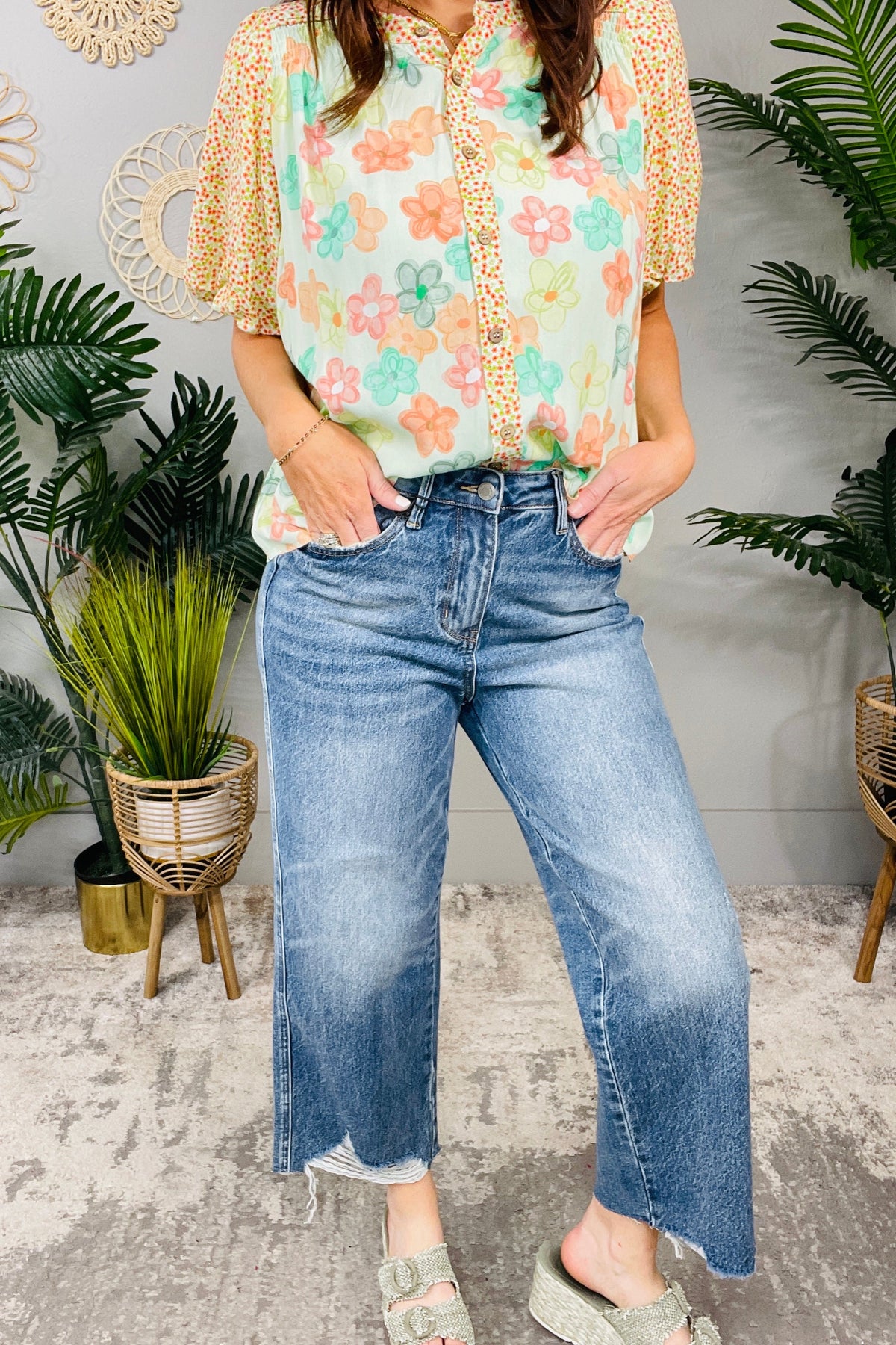 Megan High Rise Rigid Magic Wide Leg Crop Jeans