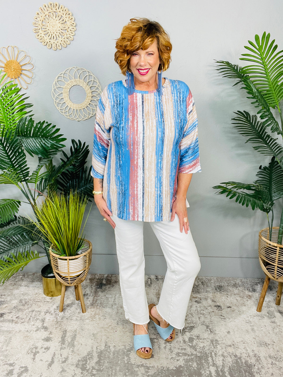 Wind of Change Taupe/Blue Top - T11017TA