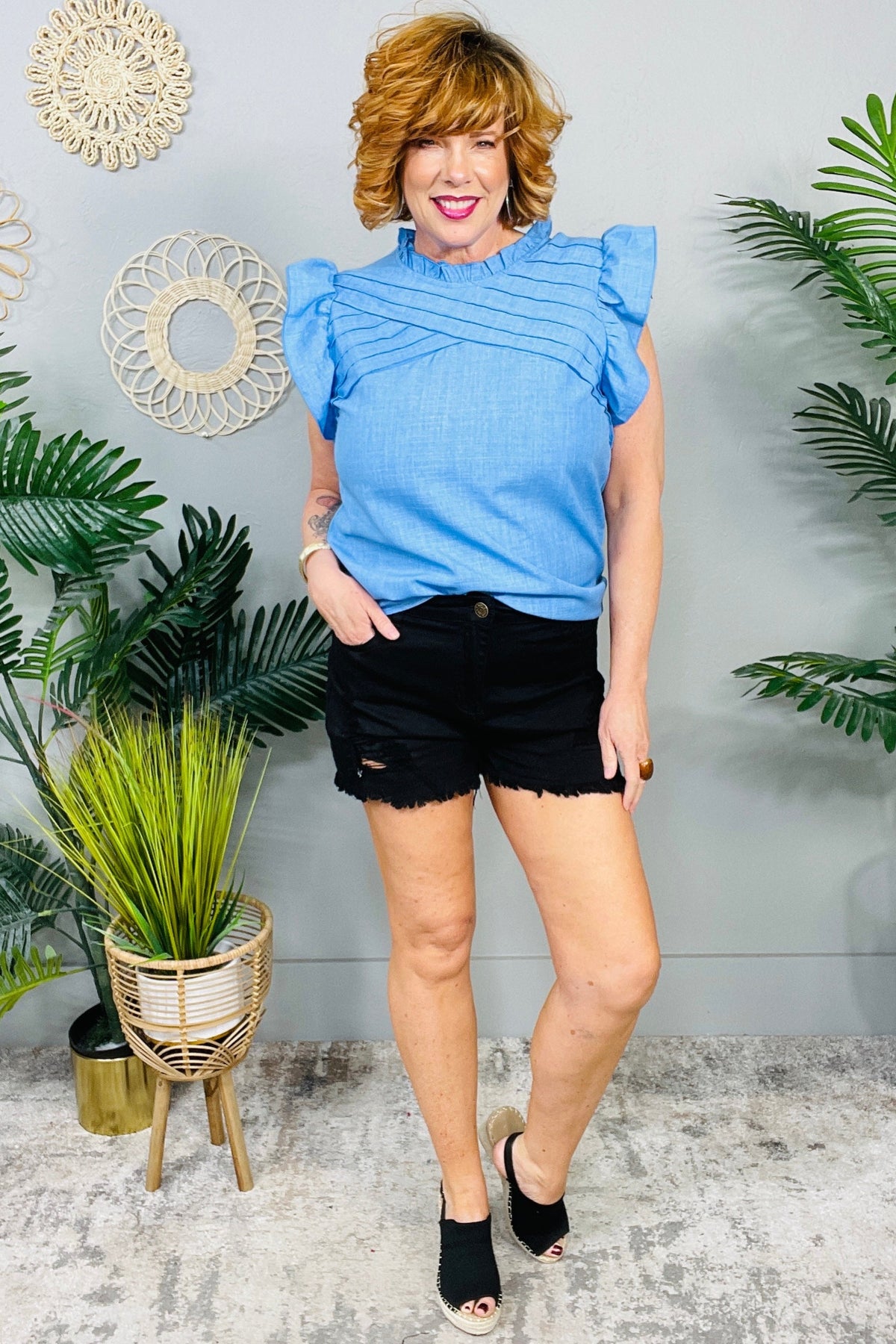 You're Still The One Black Denim Shorts - I1550BK