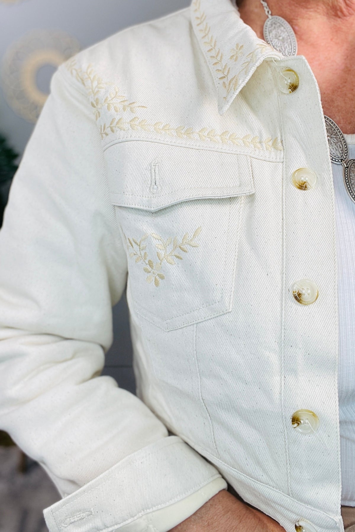 In A Class Of Its Own Embroidered Quilted Cropped Jacket- O5819TA