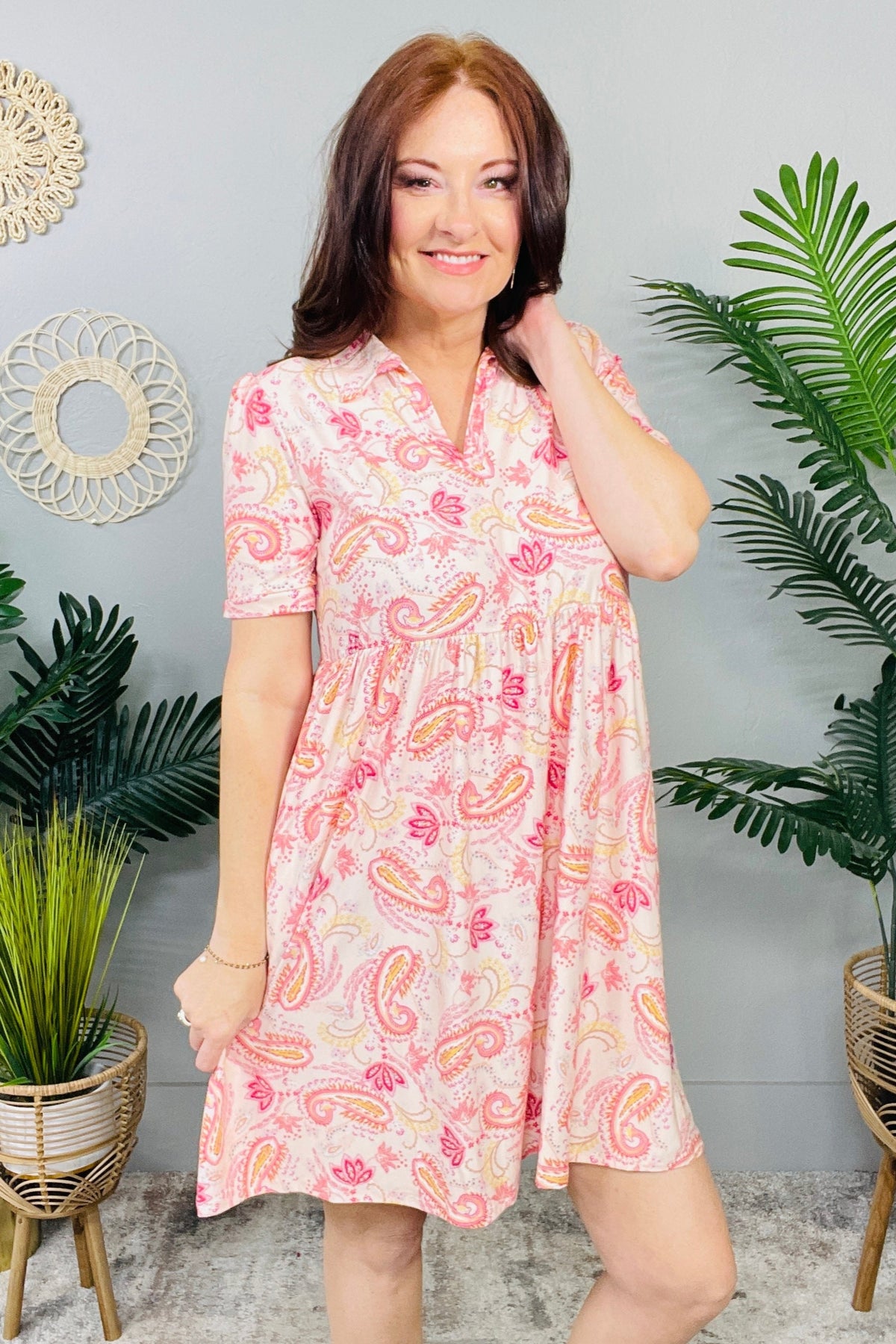 Pop Of Paisley Print Knit Dress
