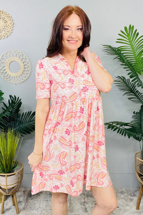 Pop Of Paisley Print Knit Dress