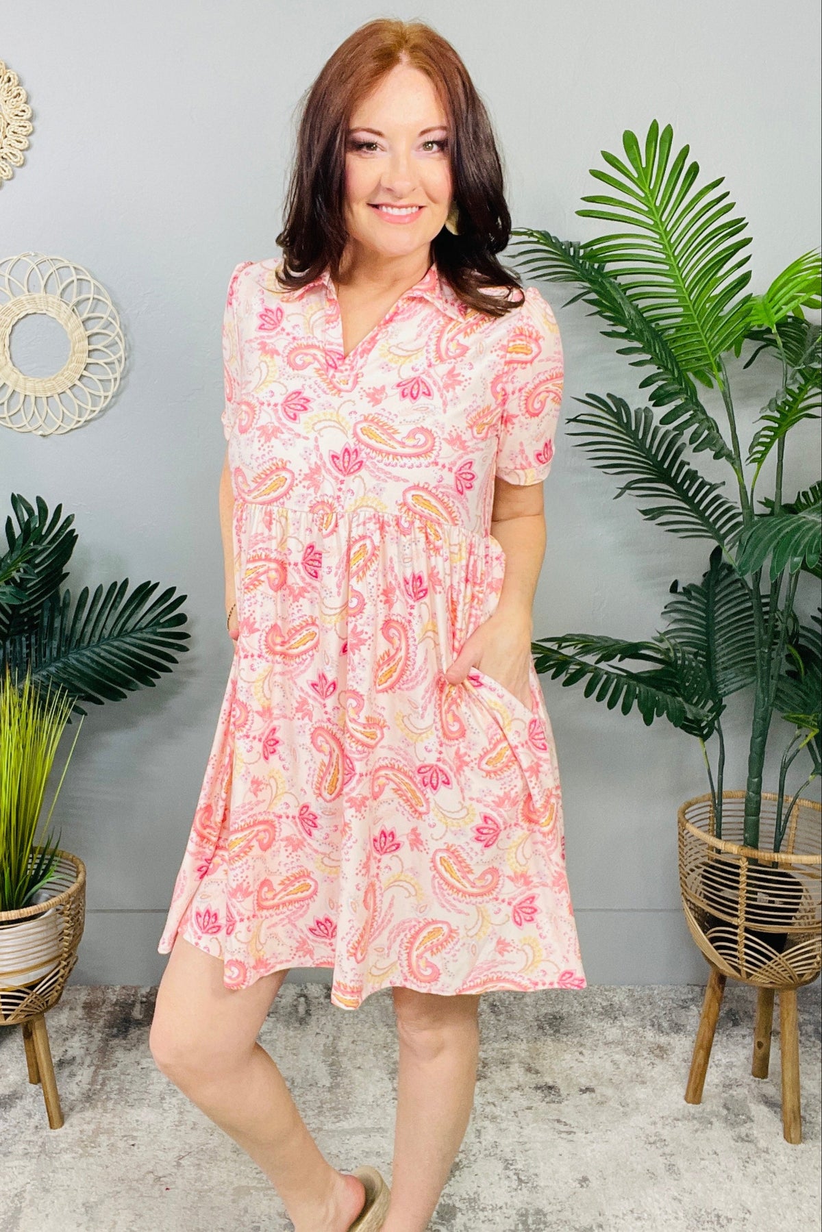 Pop Of Paisley Print Knit Dress