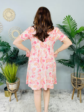 Pop Of Paisley Print Knit Dress