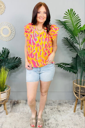 Unleash Your Wild Side Abstract Print Top