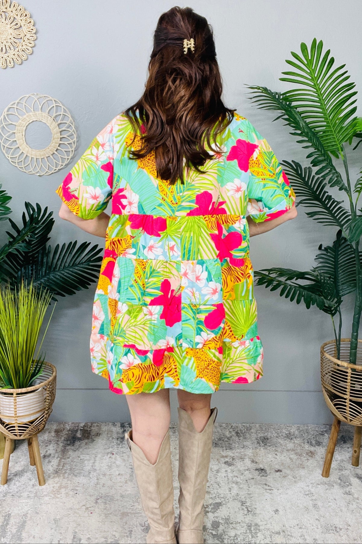 Mother Nature's Recipes Collared Dress in Green D5677GN