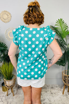 On The Dot Green Polka Dot Top