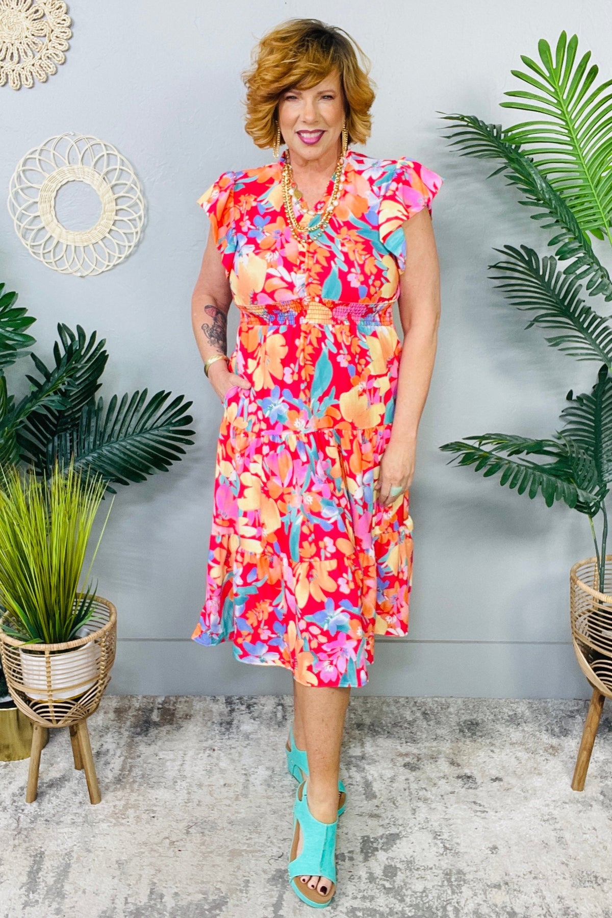 Vaca Babe Tiered V-Neck Dress