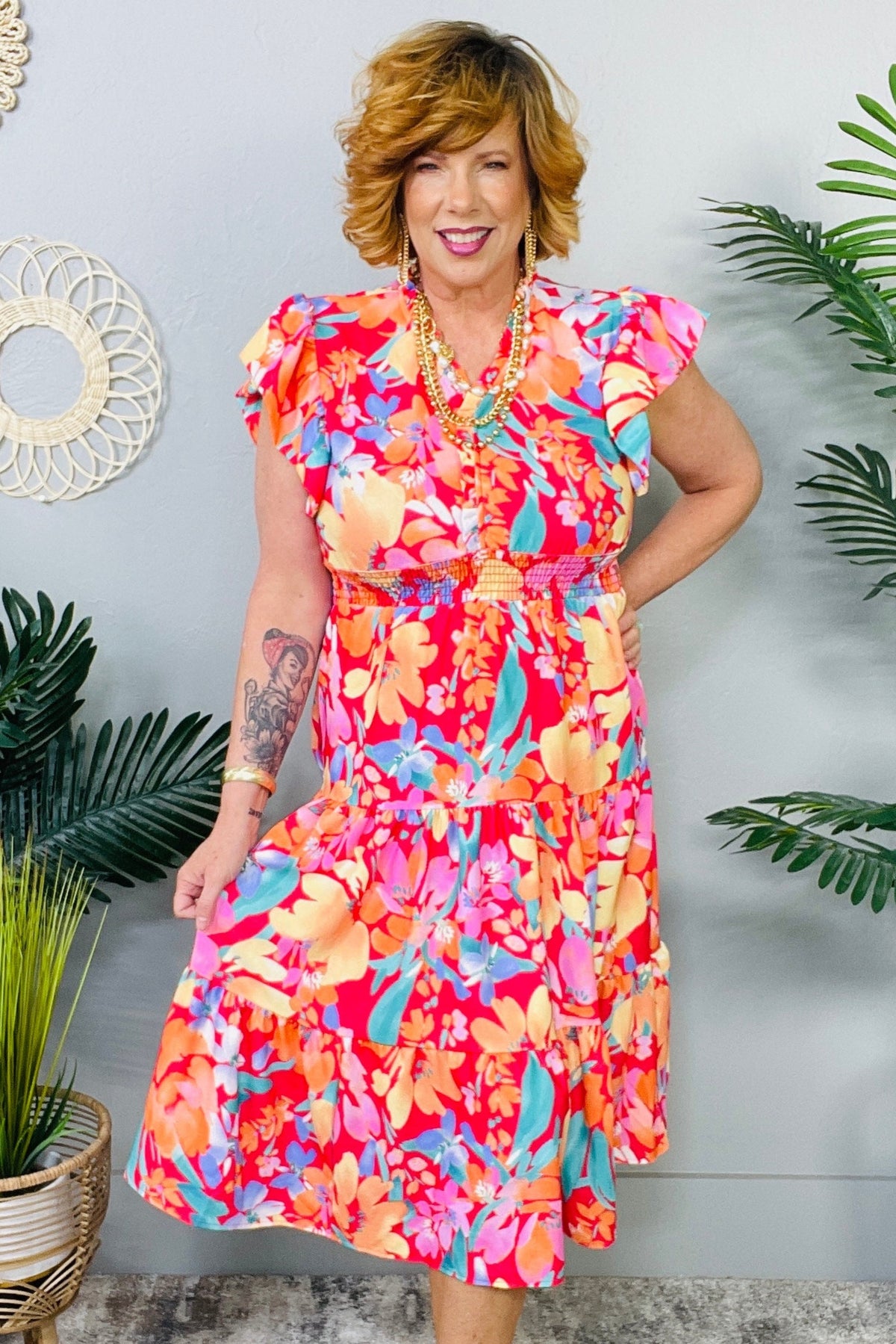 Vaca Babe Tiered V-Neck Dress
