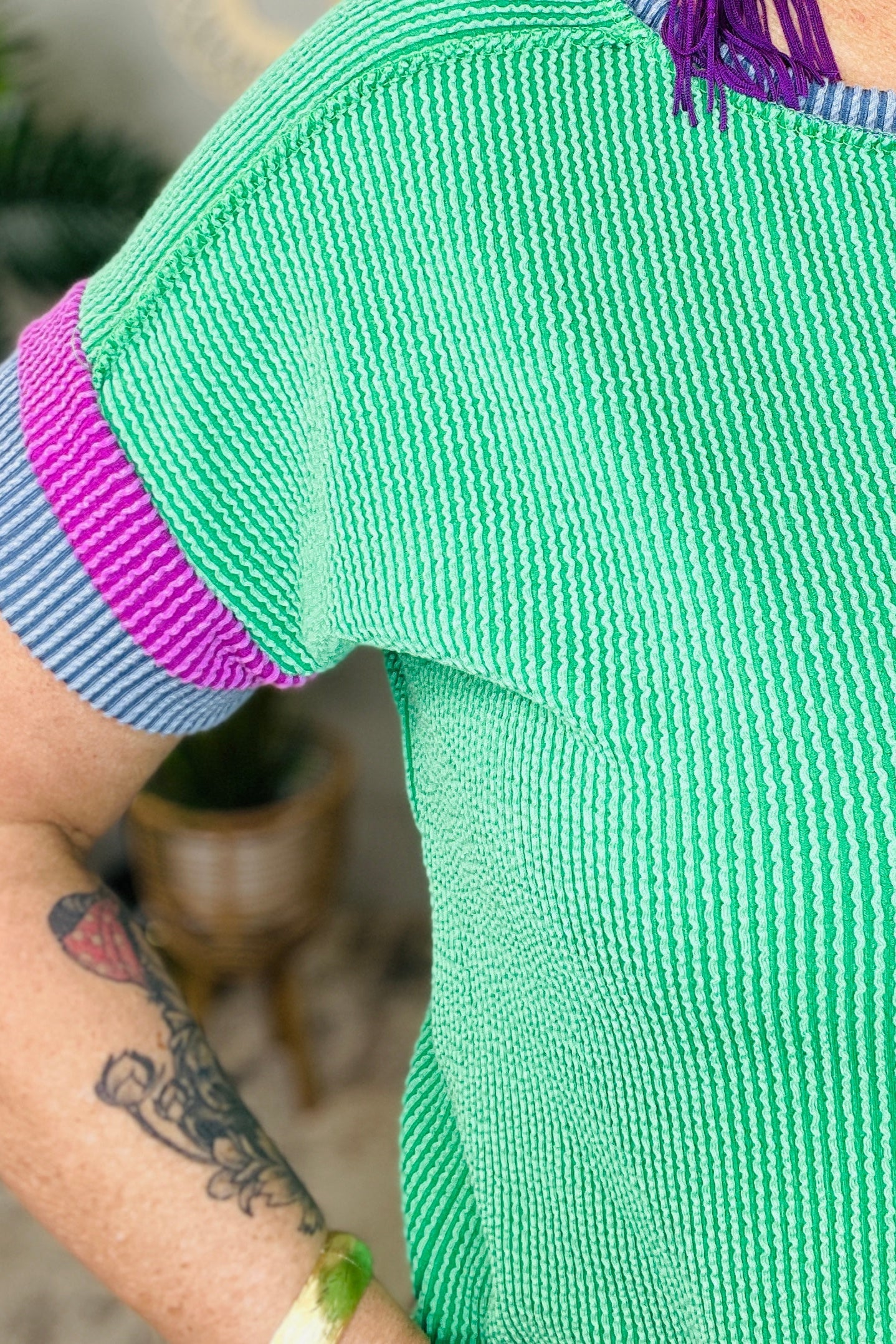 It's an Ego Thing Cable Ribbed Knit Top in Kelly Green T11232GN