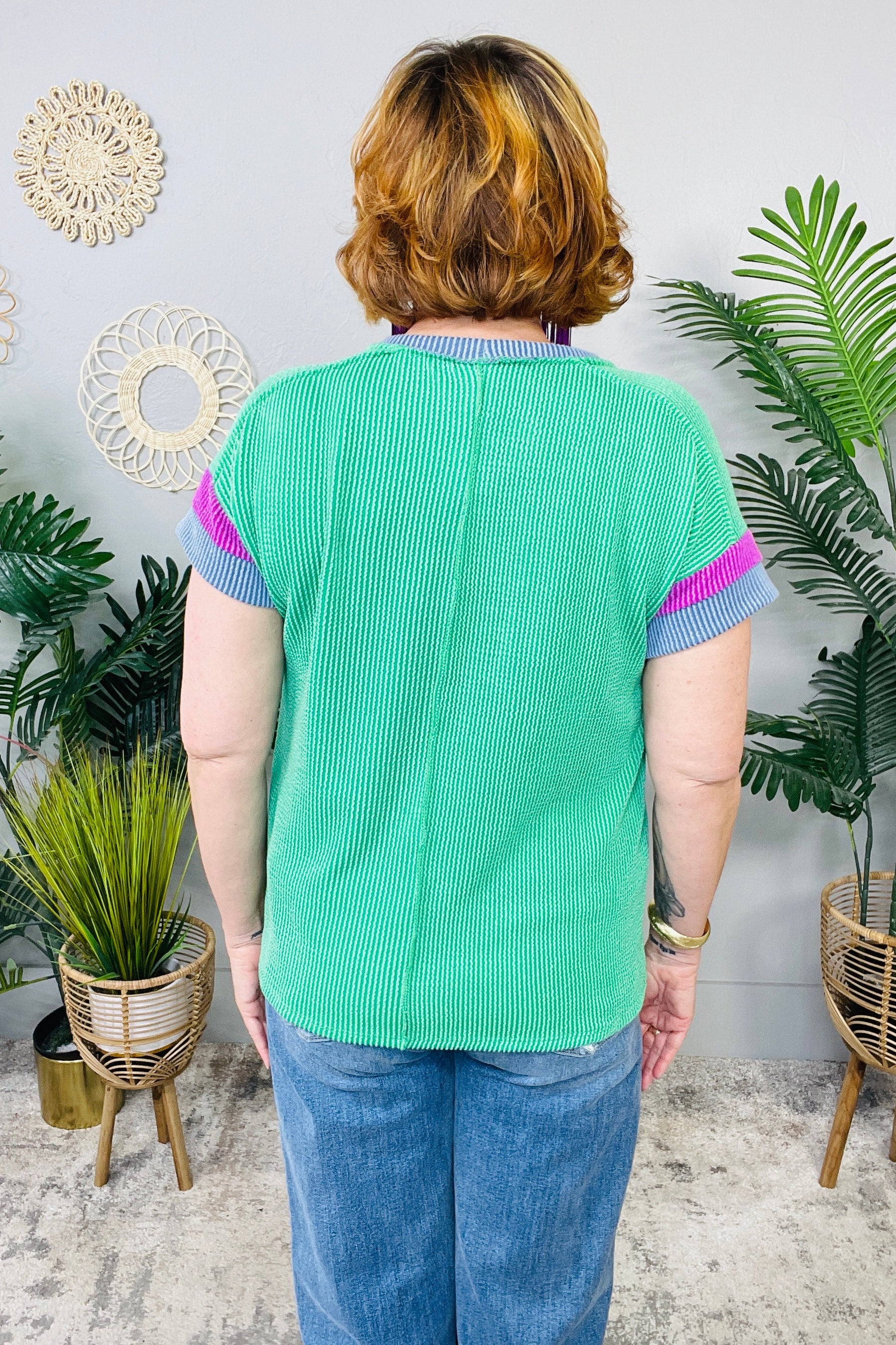 It's an Ego Thing Cable Ribbed Knit Top in Kelly Green T11232GN