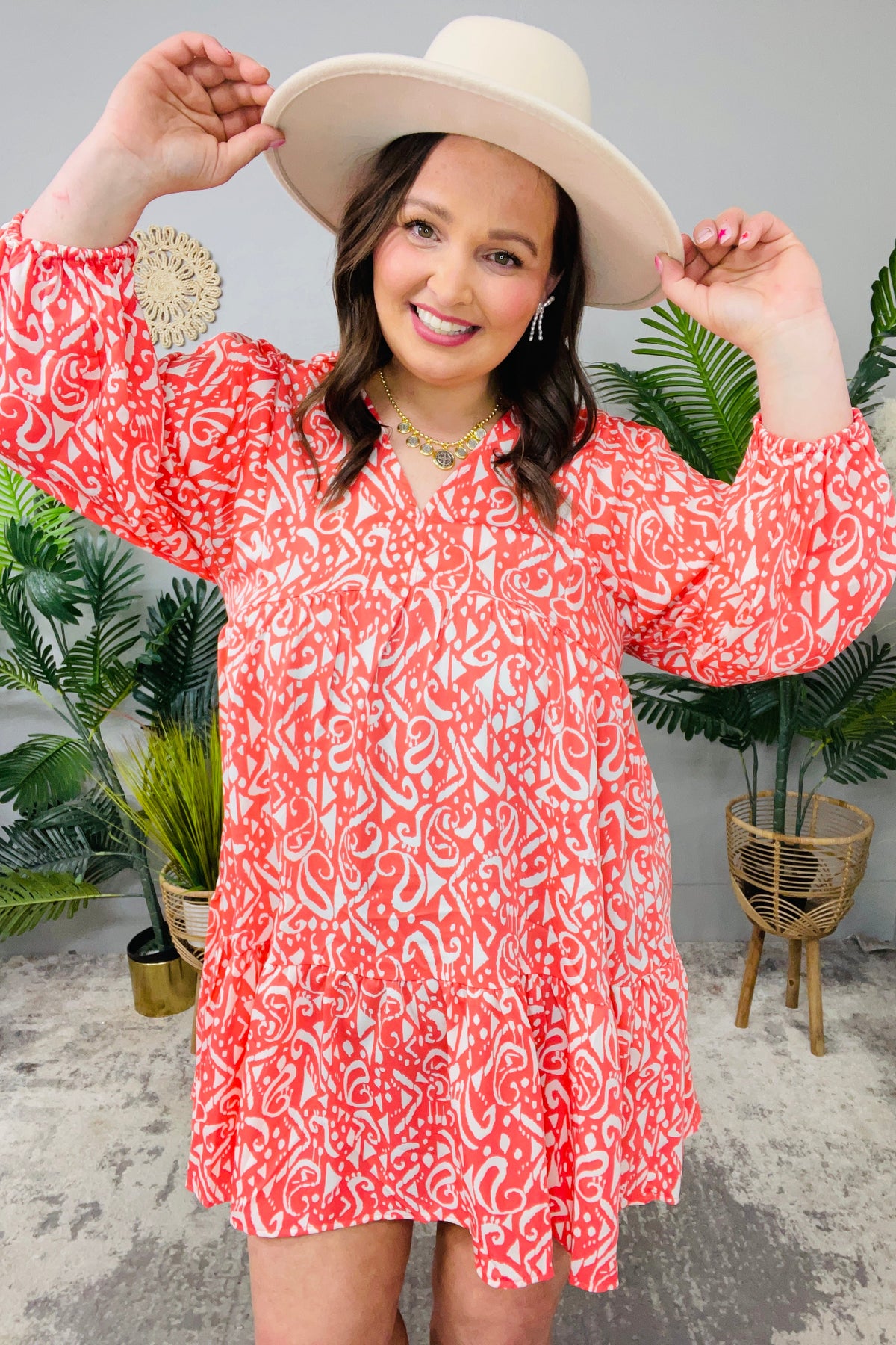 Start The Day Two Tone Print Tiered Dress D5672CO