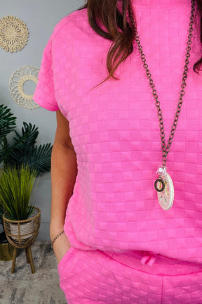 Perfect Match Up Pink Textured Top and Short Set - T11311PK