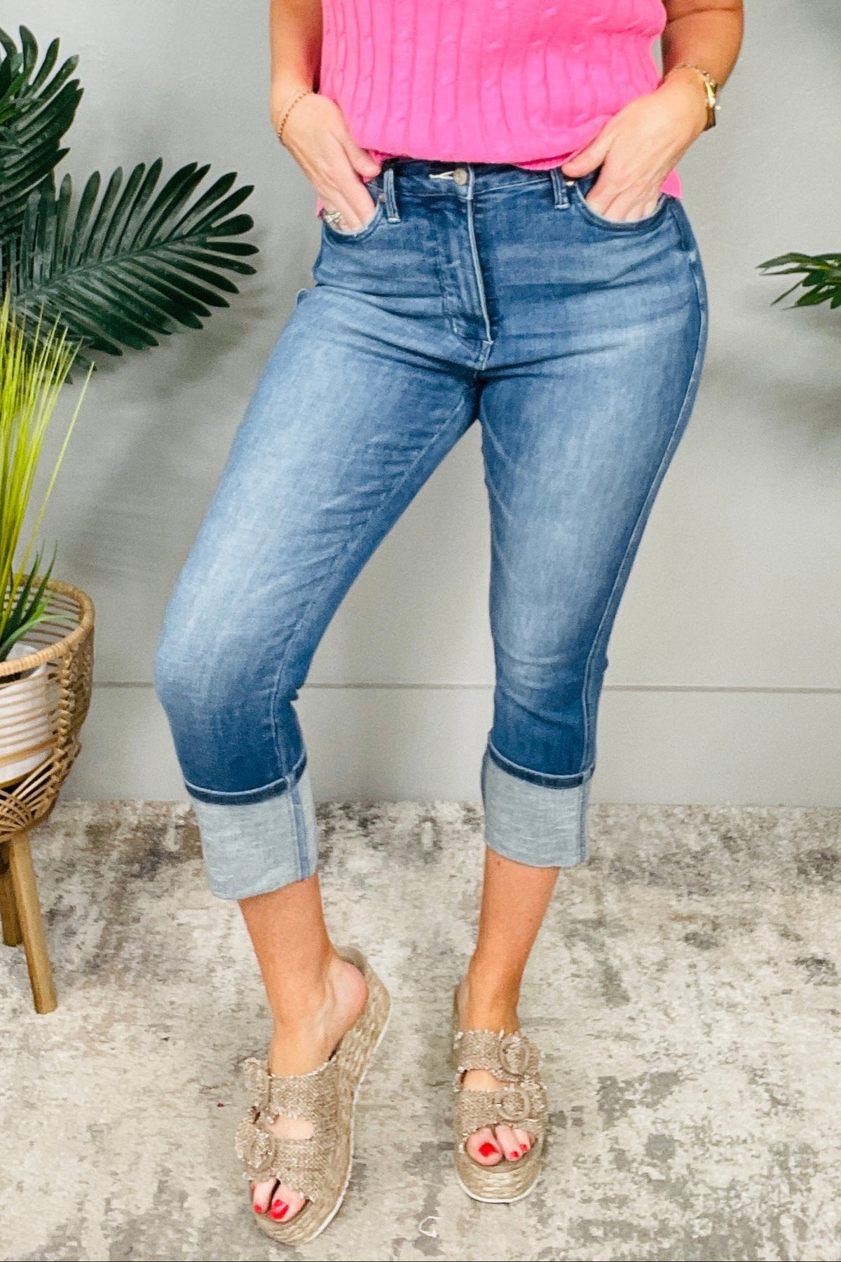 Fallon Skinny Cuff Capri Jeans