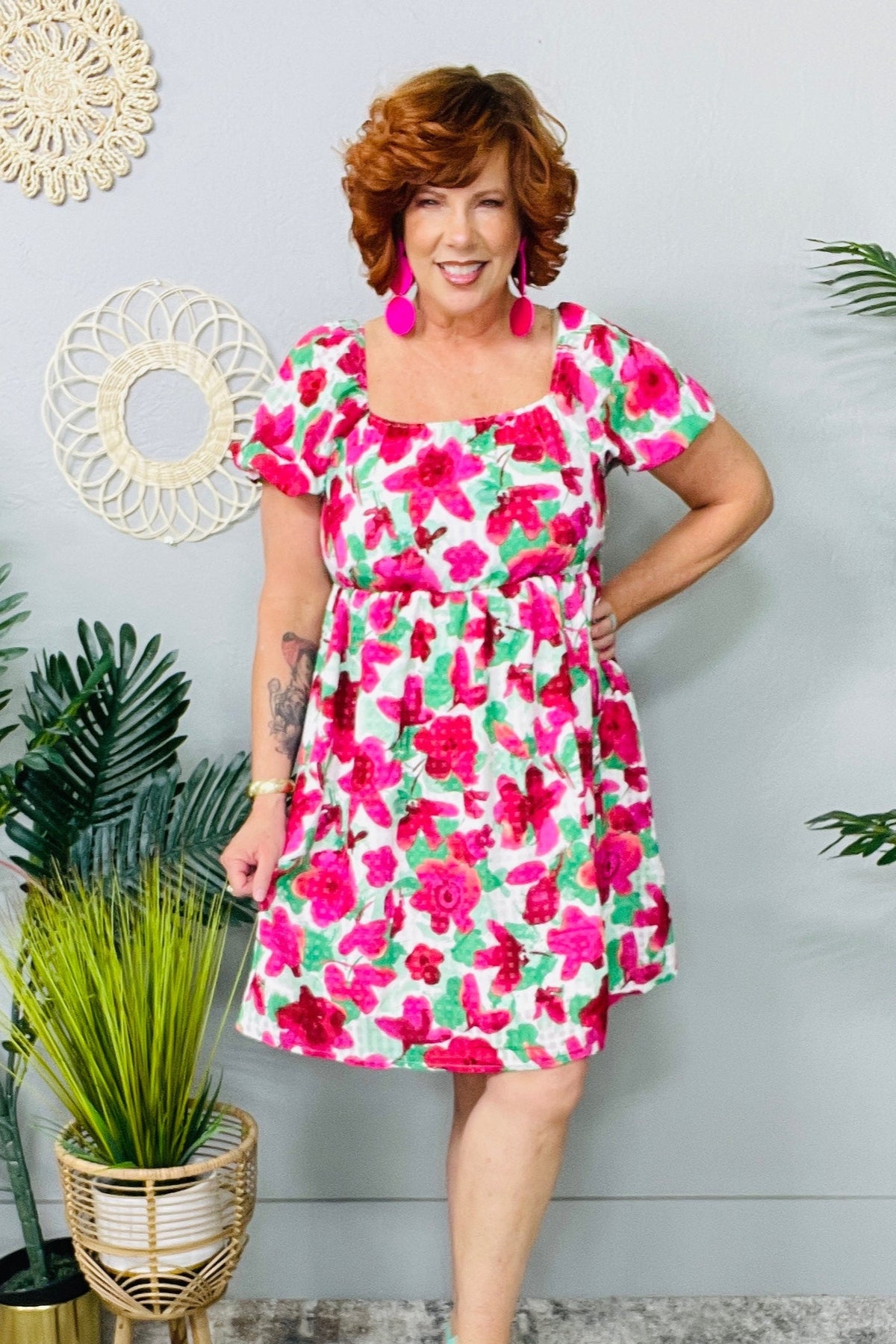 Pretty Classy Smocked Floral Ruffle Dress