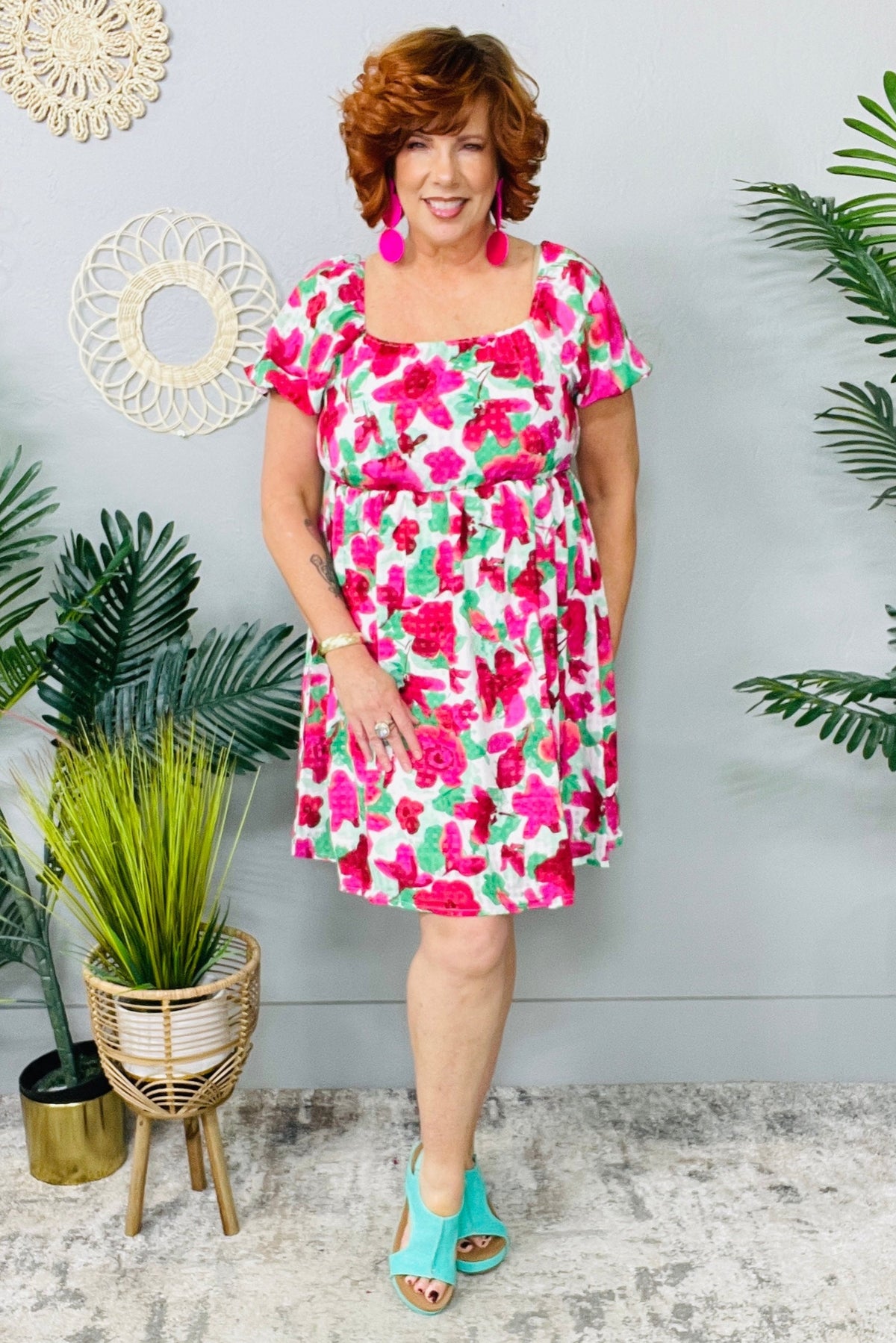 Pretty Classy Smocked Floral Ruffle Dress