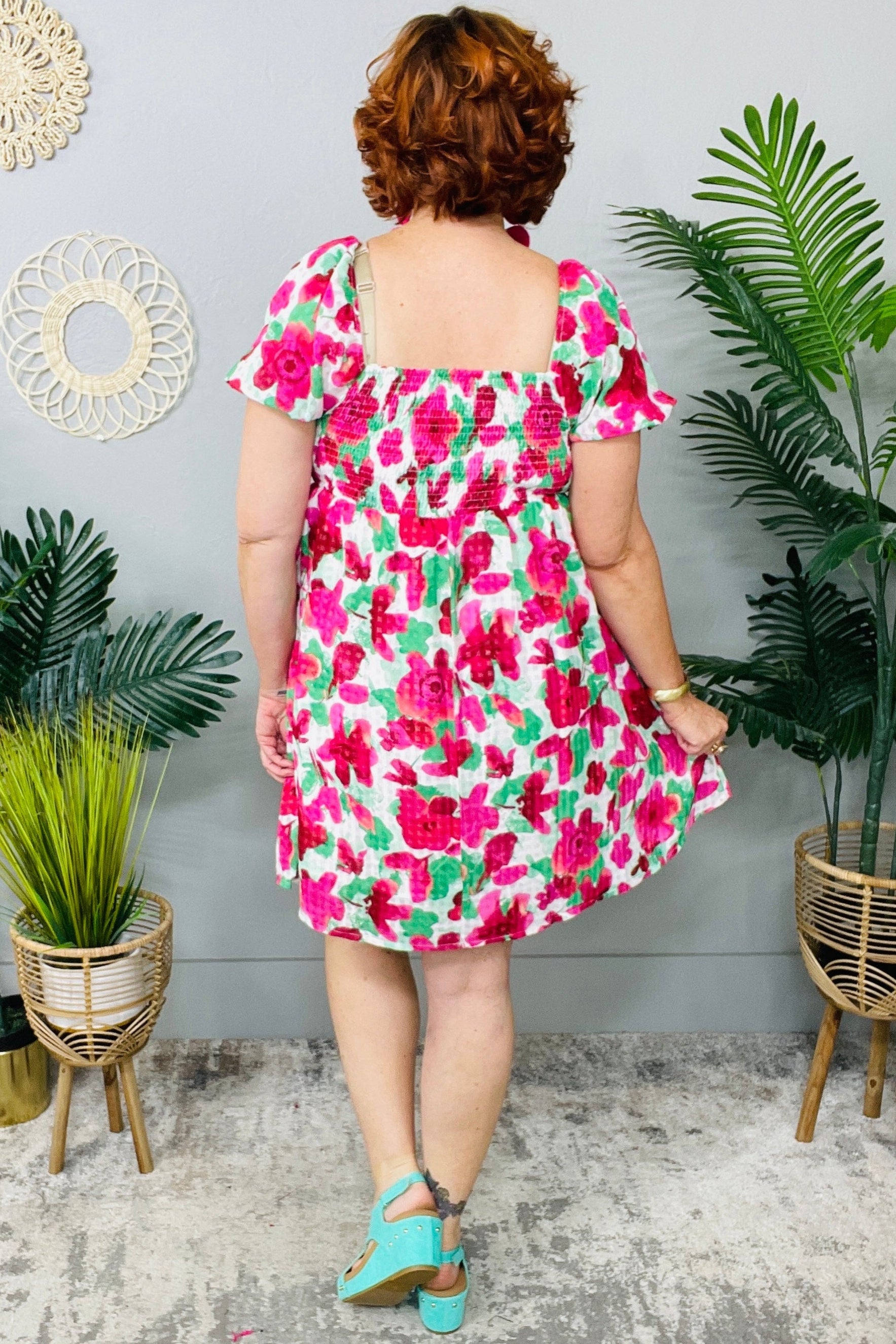 Pretty Classy Smocked Floral Ruffle Dress