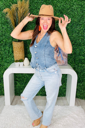 Vest Day Ever Denim Button Down Vest