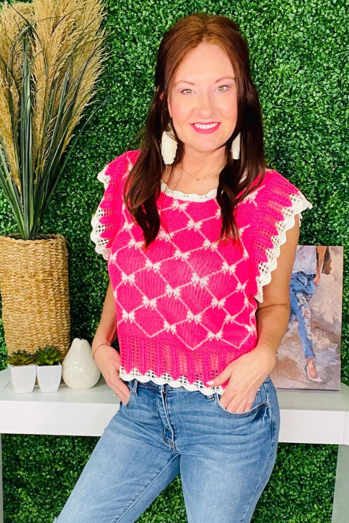 Pretty Bow Chic Sweater Top with Back Key Hole