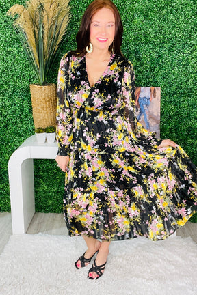 My Best Behavior Flower Print Satin Smocked Dress